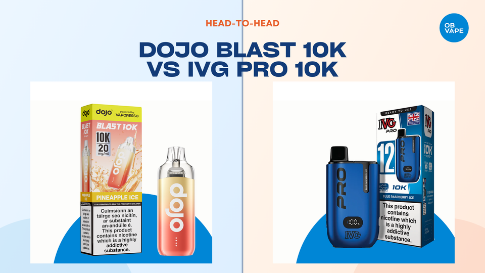 Vaporesso DOJO Blast 10K and IVG Pro 10K kits compared side by side