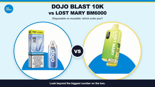 DOJO Blast 10K reusable prefilled vape versus Lost Mary BM6000 disposable comparison