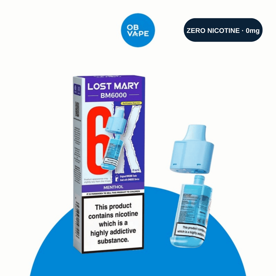 Lost Mary BM6000 Refill Pods ZERO Nicotine 0mg – Menthol