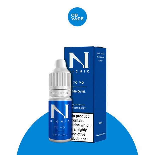 Nic Nic Nicotine Shots 10ml – (Ice, Salt & Normal) – 70VG 18mg approved genuine product image | OB Vape