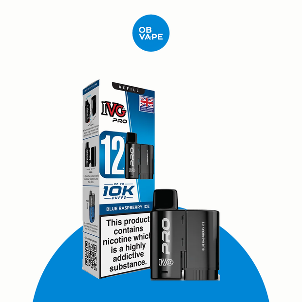 IVG Pro 10K 12ml Replacement Pre-Filled Pod – Blue Raspberry Ice approved OB Vape product image