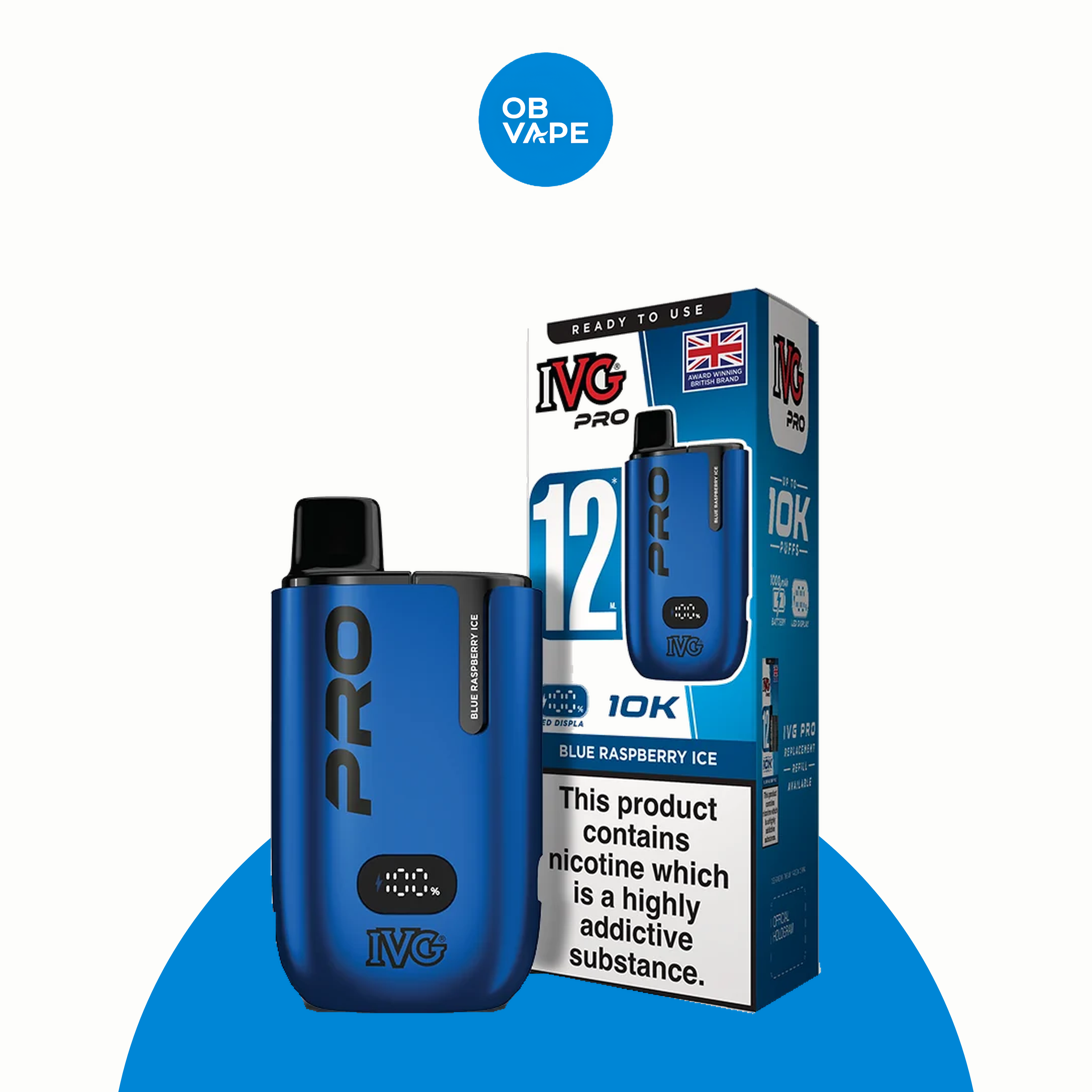 IVG Pro 10K Prefilled Pod Kit – Blue Raspberry Ice approved OB Vape product image
