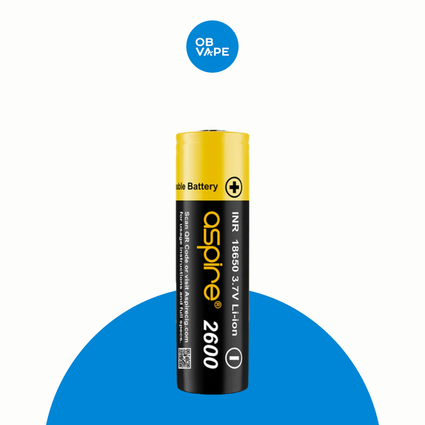 Aspire INR 18650 2600mAh Battery – approved OB Vape brand-organised product image