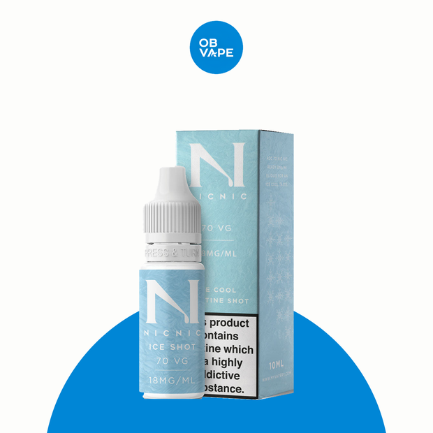 Nic Nic Nicotine Shots 10ml – (Ice, Salt & Normal) – Ice 18mg approved genuine product image | OB Vape