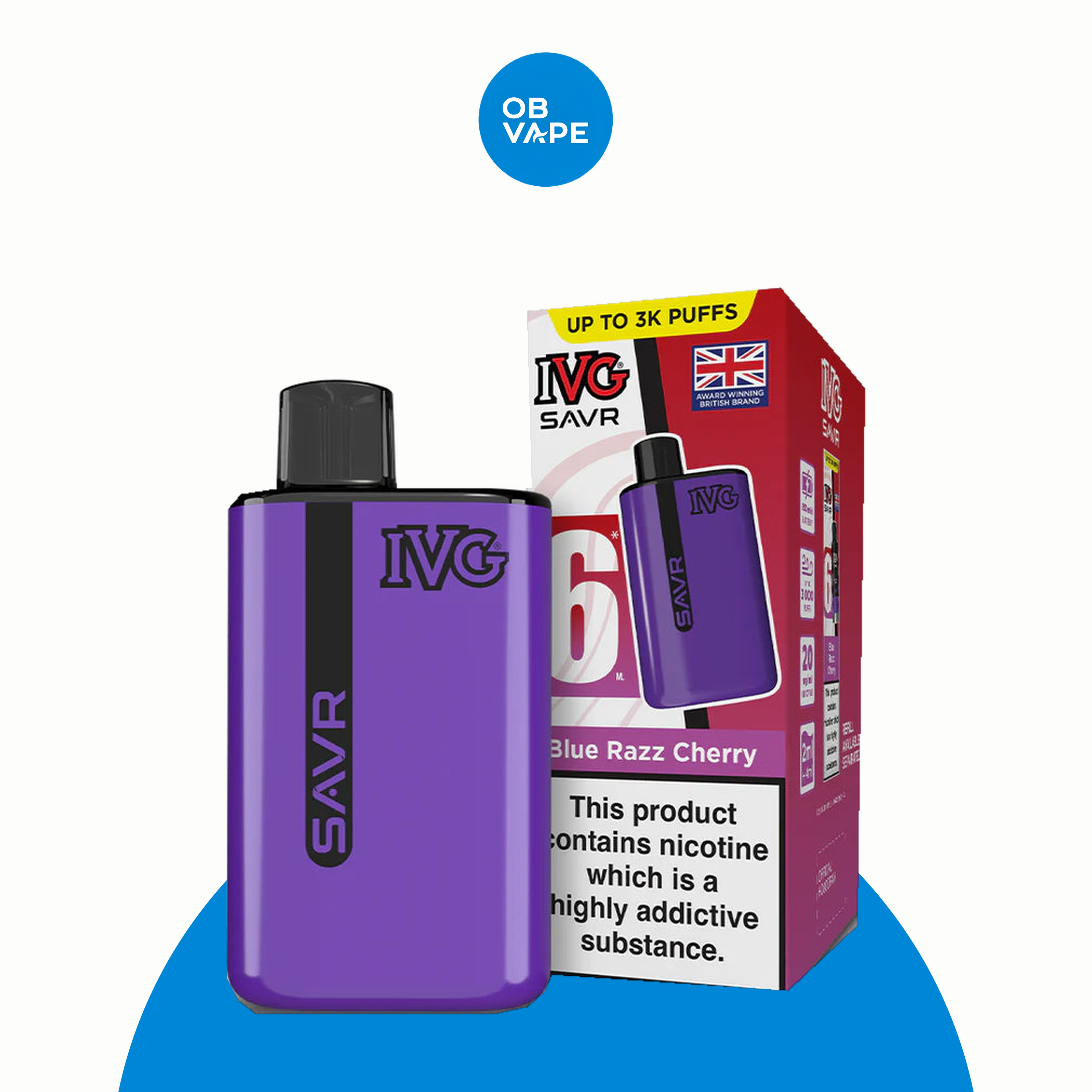 IVG SAVR 3000 Puff Disposable Vape – Blue Razz Cherry official approved product image | OB Vape