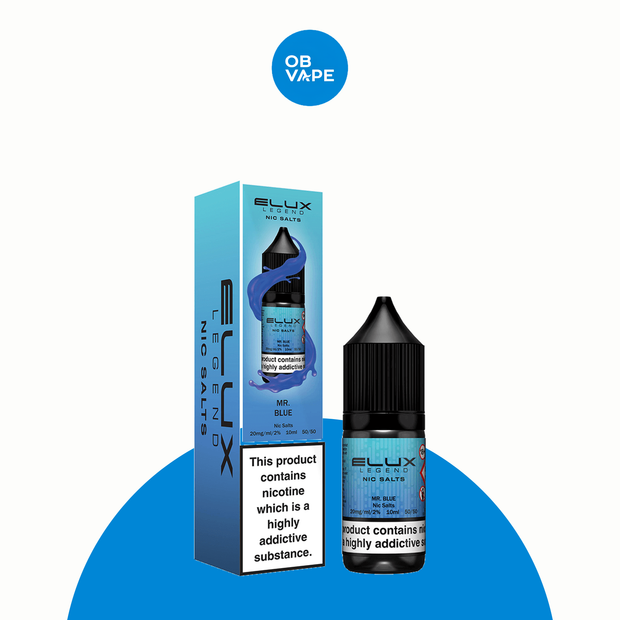 Mr Blue – Elux Legend Nic Salt 10ml – approved ELUX retail box and bottle product image | OB Vape