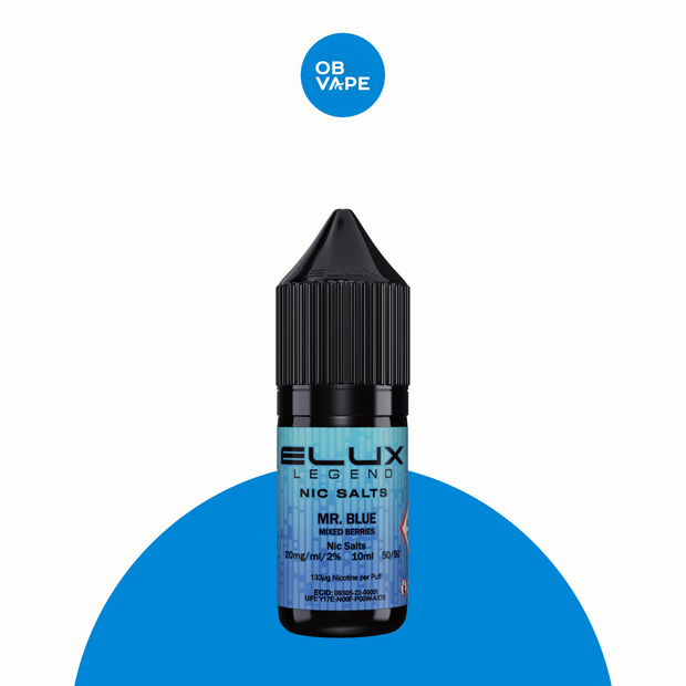 Mr Blue – Elux Legend Nic Salt 10ml – approved OB Vape brand-organised product image