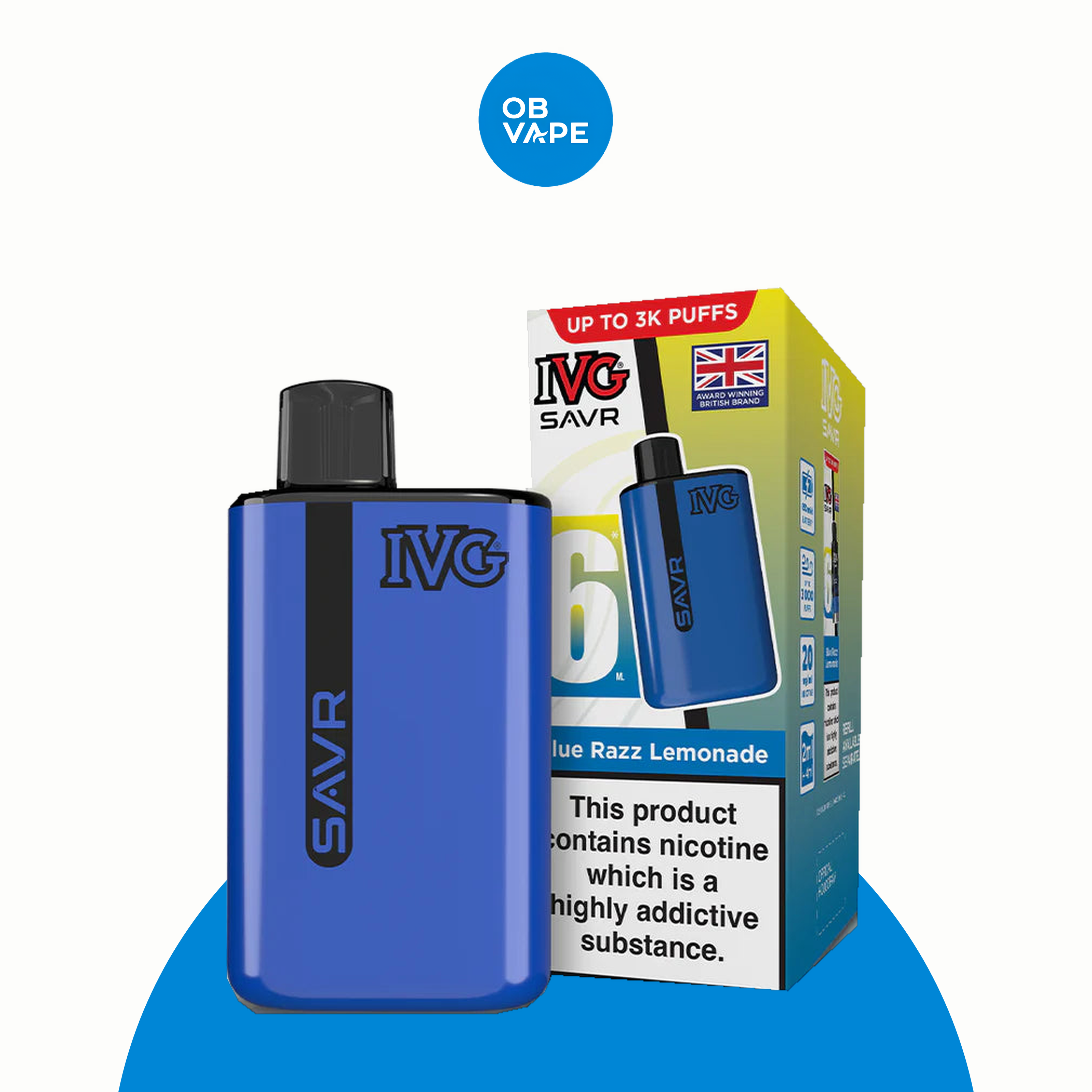 IVG SAVR 3000 Puff Disposable Vape – Blue Razz Lemonade official approved product image | OB Vape
