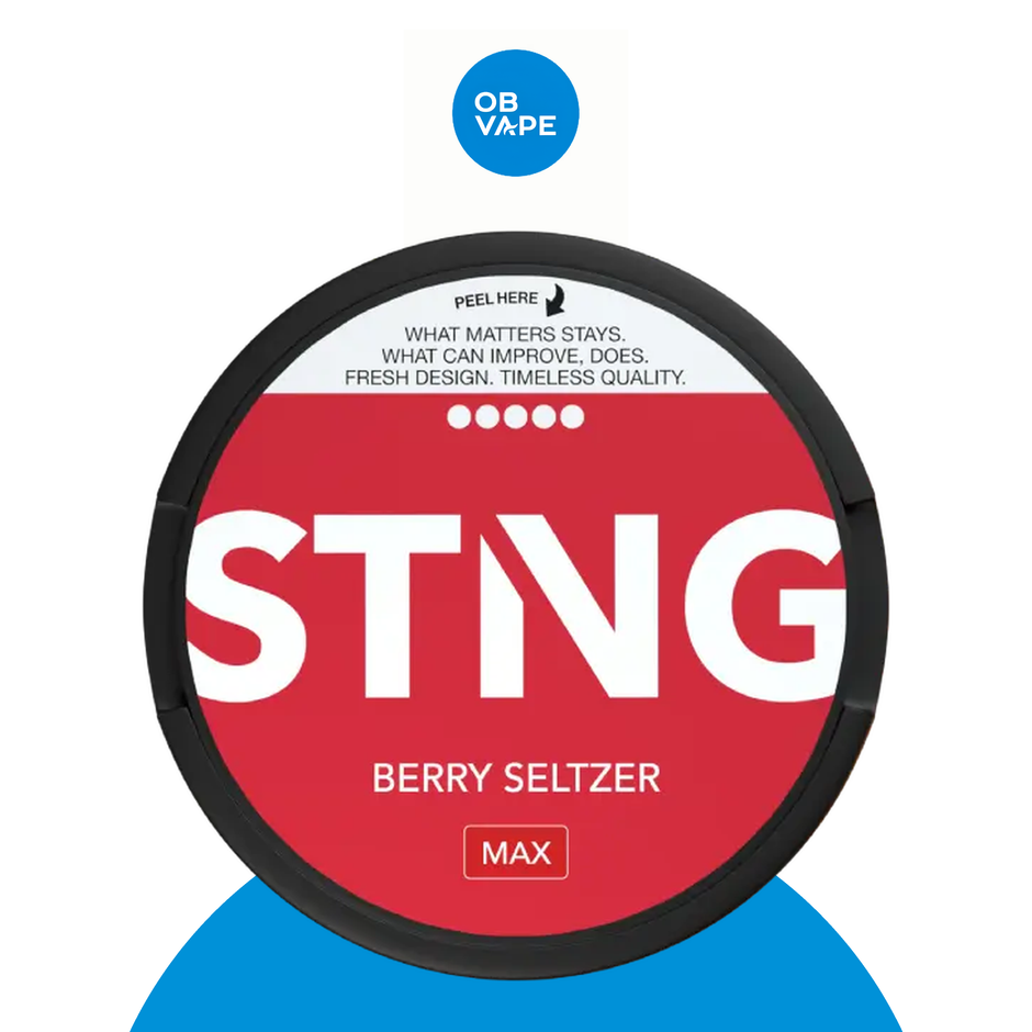 STNG Berry Seltzer MAX nicotine pouches - 27.5mg per pouch - OB Vape branded image