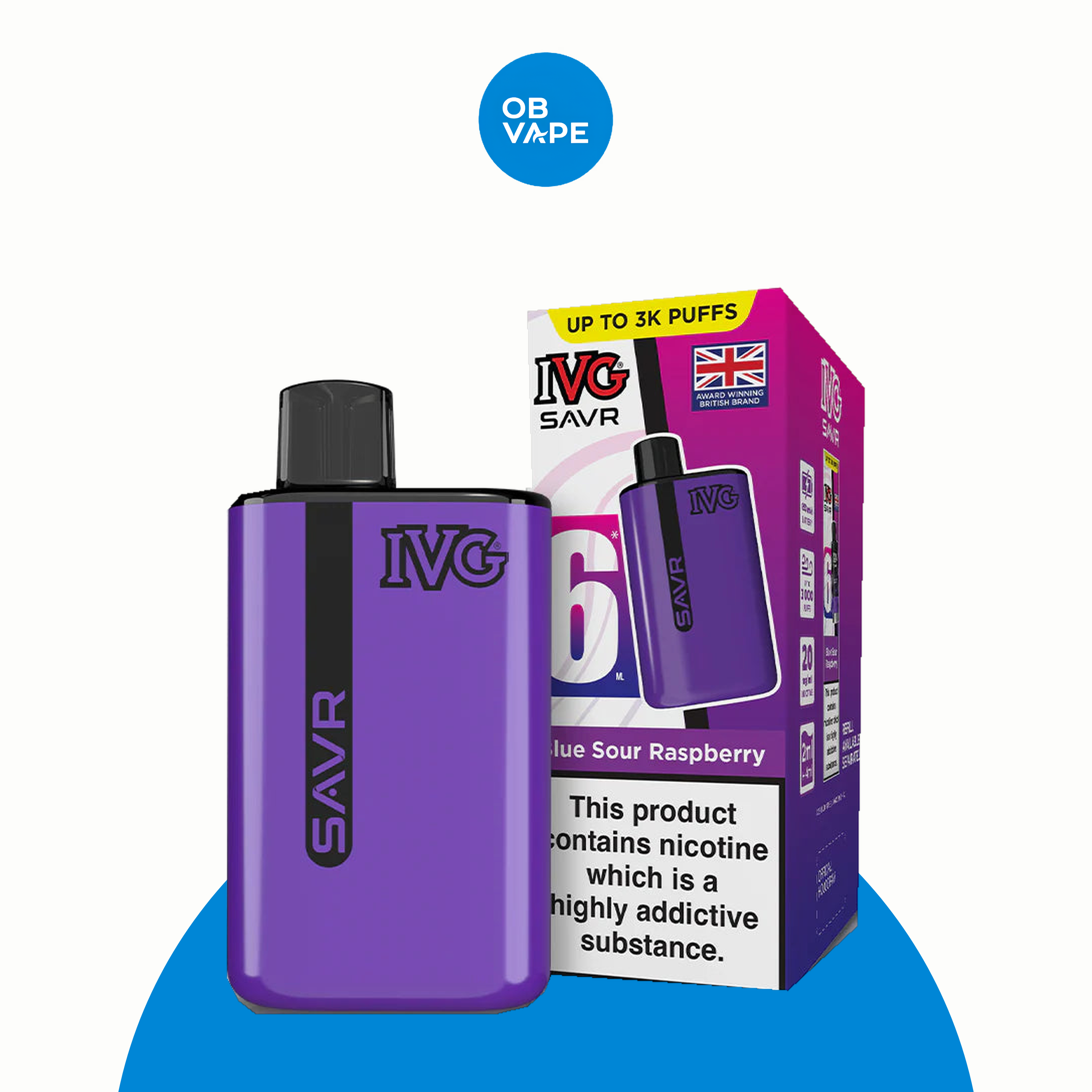 IVG SAVR 3000 Puff Disposable Vape – Blue Sour Raspberry official approved product image | OB Vape
