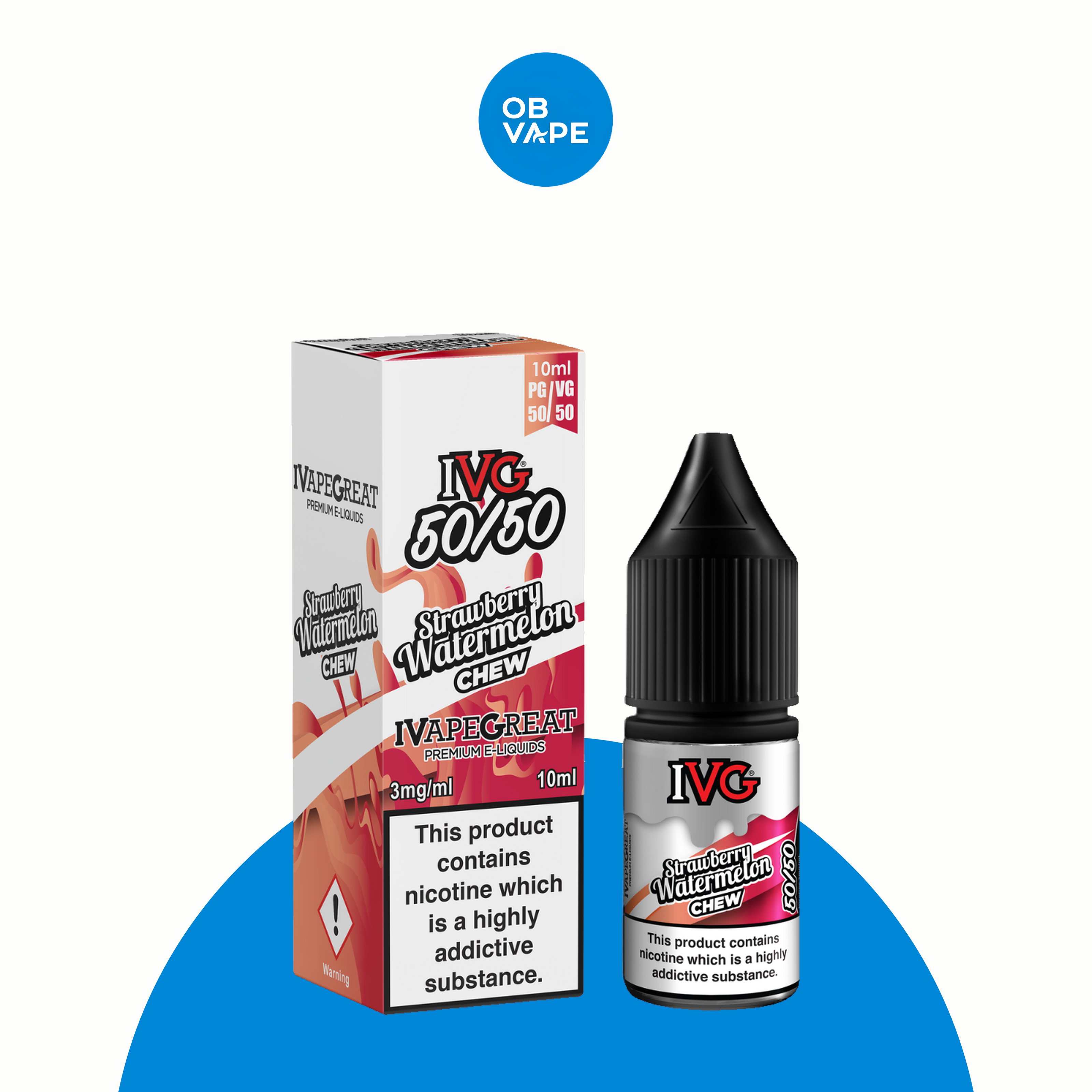 Strawberry Watermelon Chew - IVG 50/50 10ml – All strengths: 3mg, 6mg, 12mg, 18mg approved OB Vape Batch 22 product image