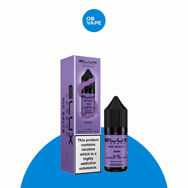 Grape– Elux Legend Nic Salt 10ml – approved ELUX retail box and bottle product image | OB Vape