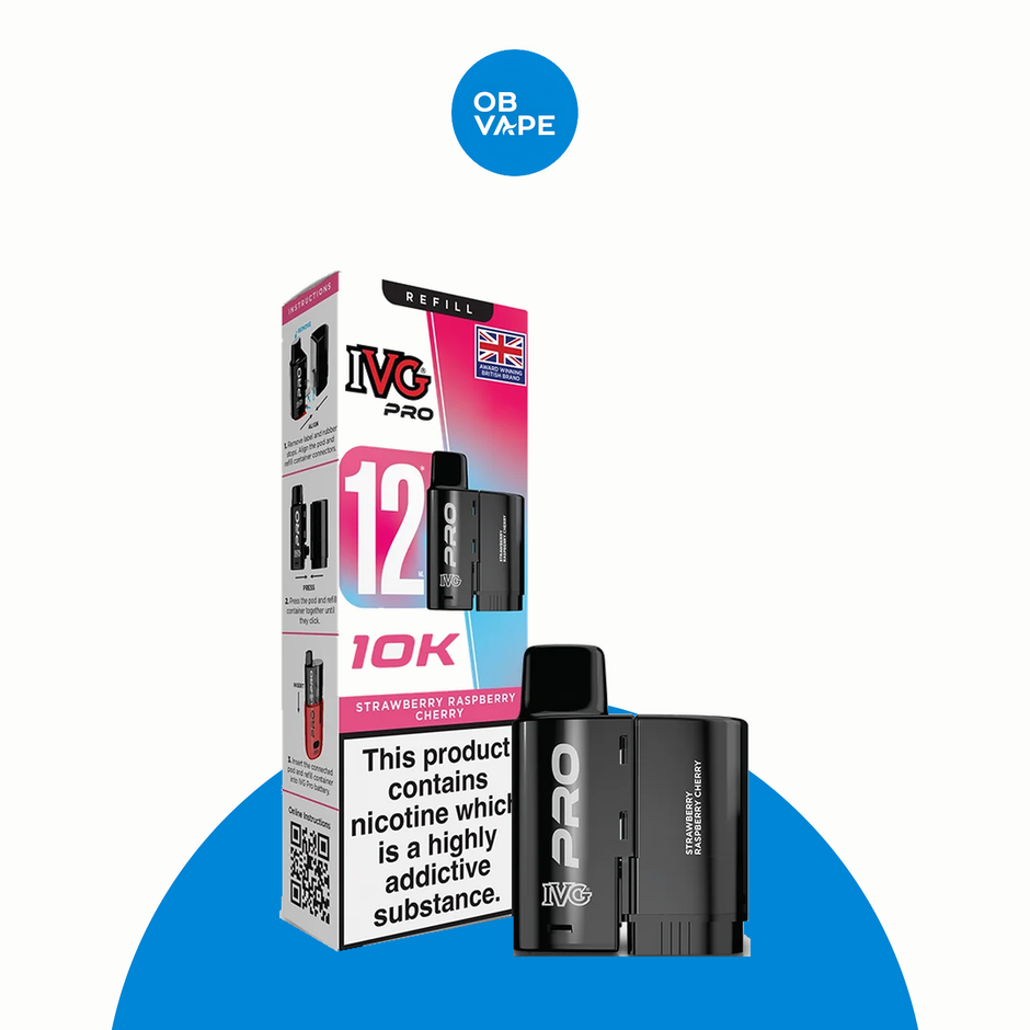 IVG Pro 10K 12ml Replacement Pre-Filled Pod – Strawberry Raspberry Cherry approved OB Vape product image