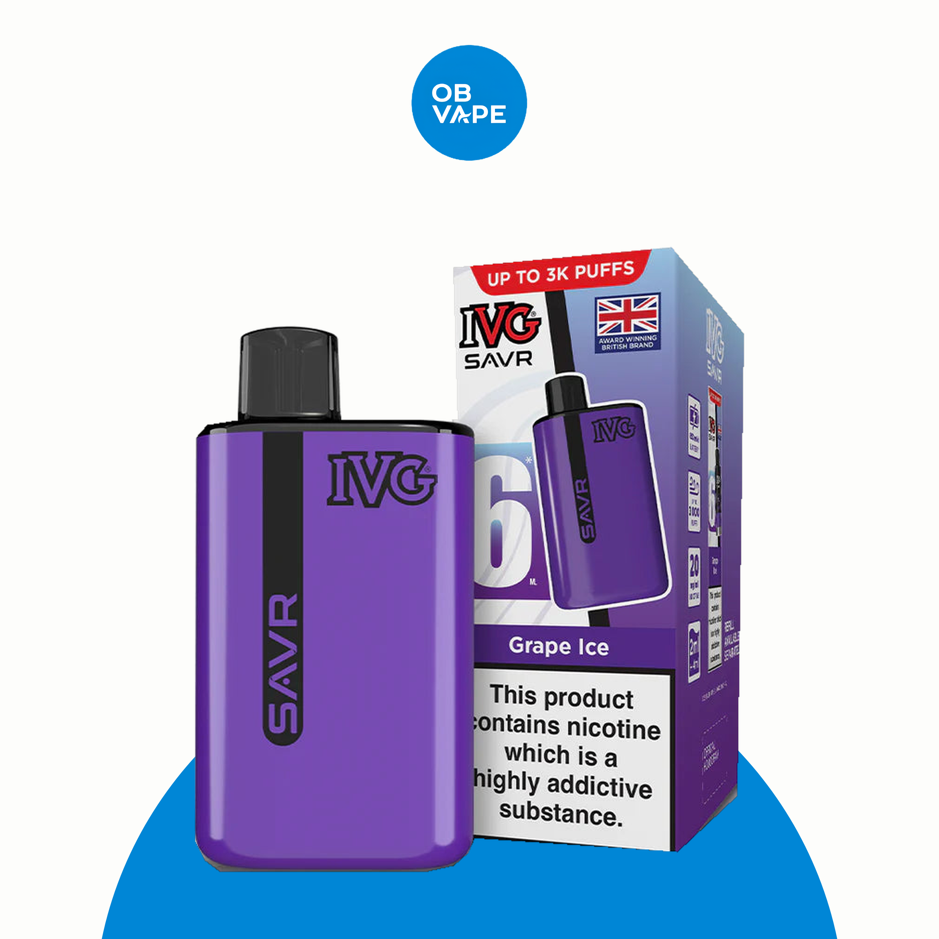 IVG SAVR 3000 Puff Disposable Vape – Grape Ice official approved product image | OB Vape