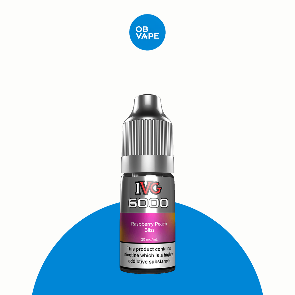 Raspberry Peach Bliss - IVG 6000 Nic Salt – All strengths: 10mg Salt, 20mg Salt approved OB Vape Batch 23 product image