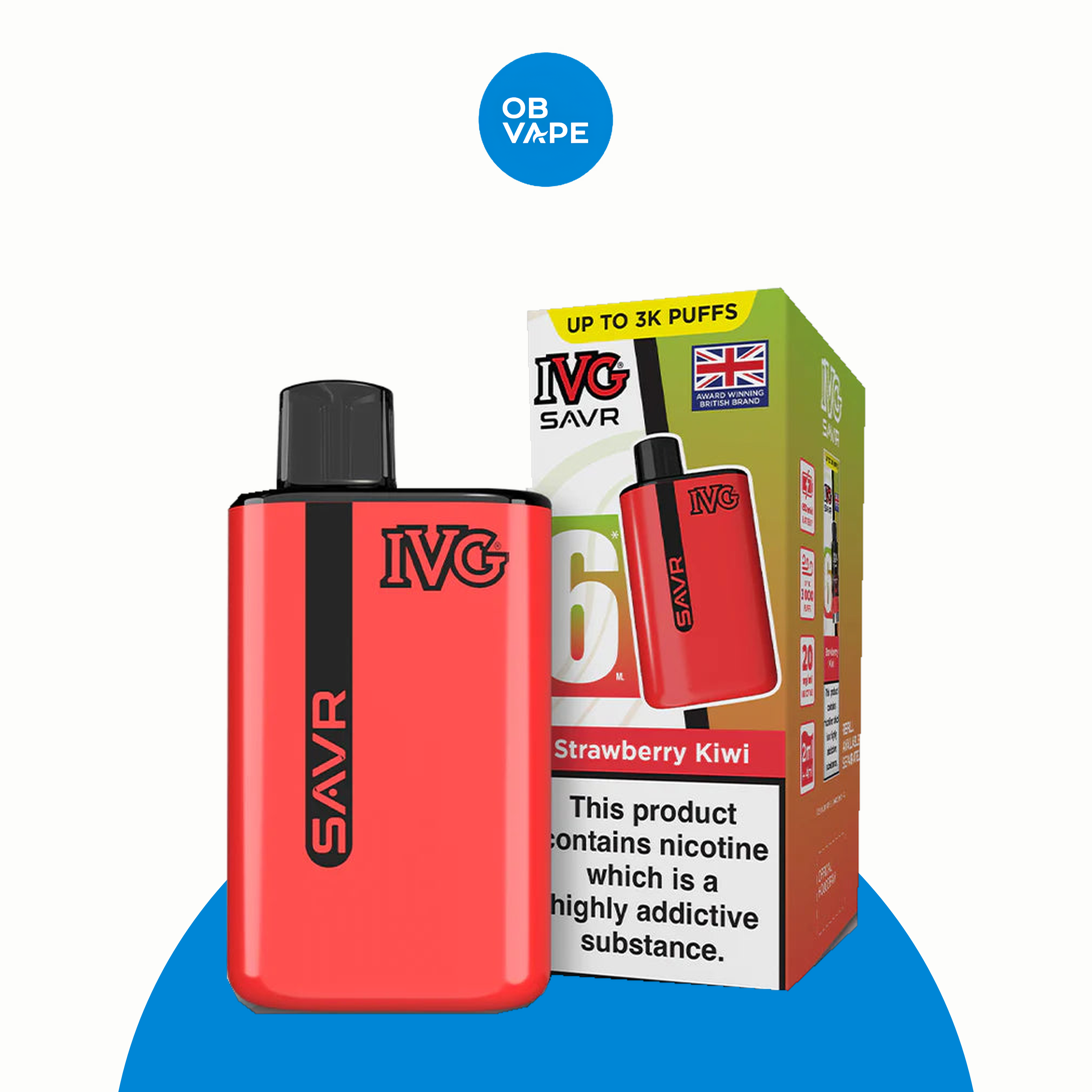 IVG SAVR 3000 Puff Disposable Vape – Strawberry Kiwi official approved product image | OB Vape