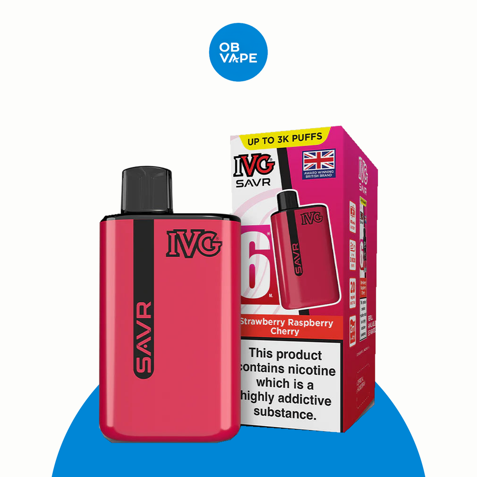 IVG SAVR 3000 Puff Disposable Vape – Strawberry Raspberry Cherry official approved product image | OB Vape
