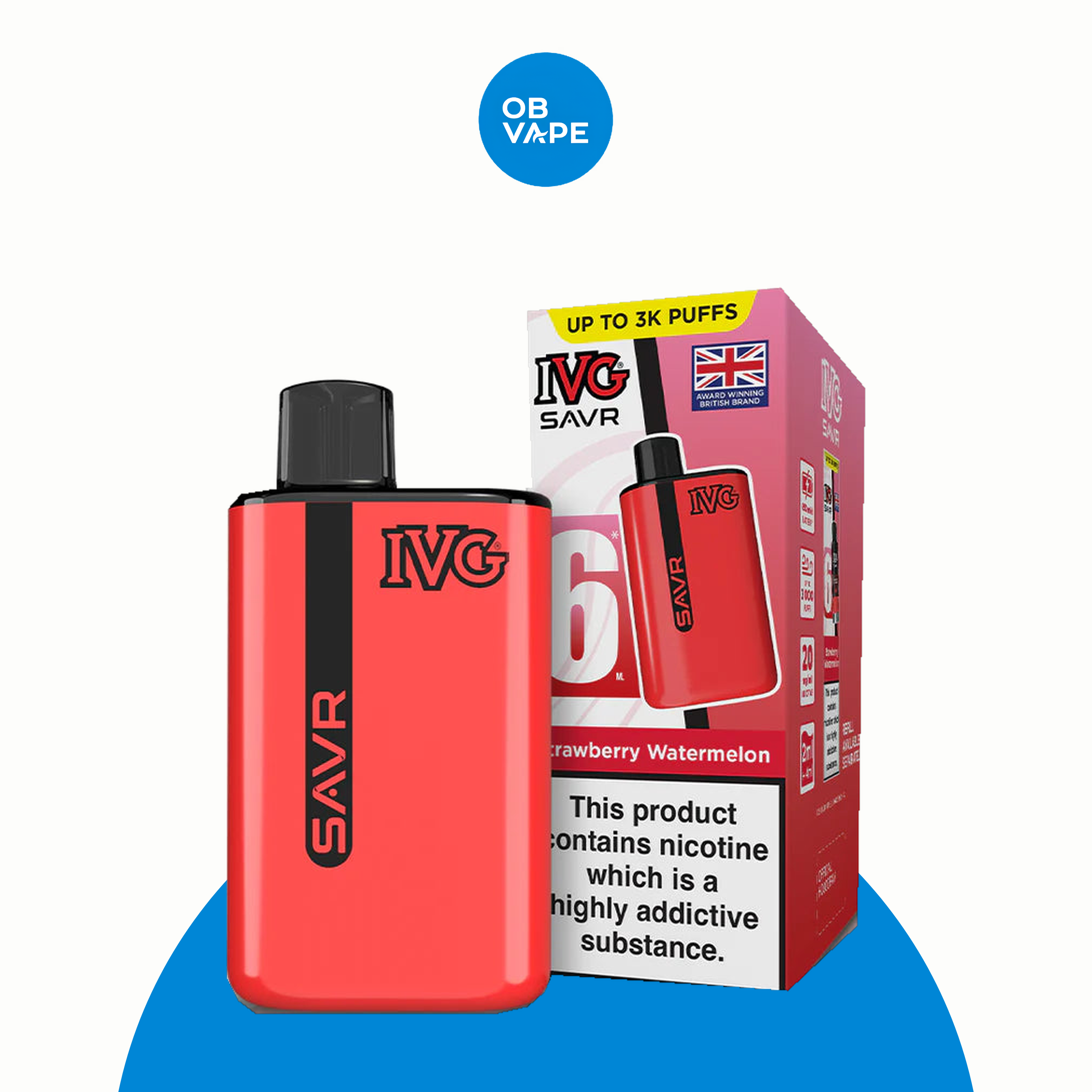 IVG SAVR 3000 Puff Disposable Vape – Strawberry Watermelon official approved product image | OB Vape
