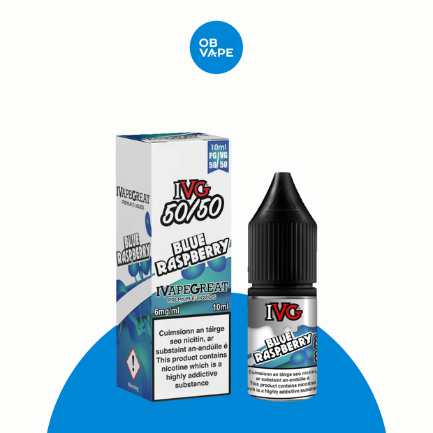 IVG 50/50 - Blue Raspberry 10ml – approved OB Vape brand-organised product image
