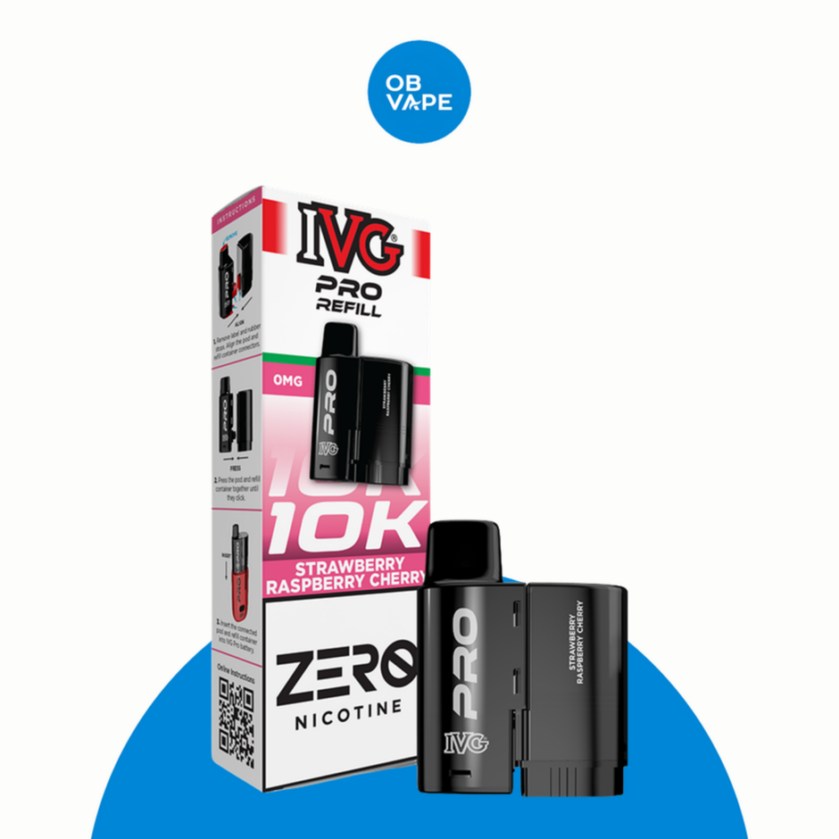 IVG Pro 10K 0mg nicotine free prefilled pod Strawberry Raspberry Cherry – OB Vape product image