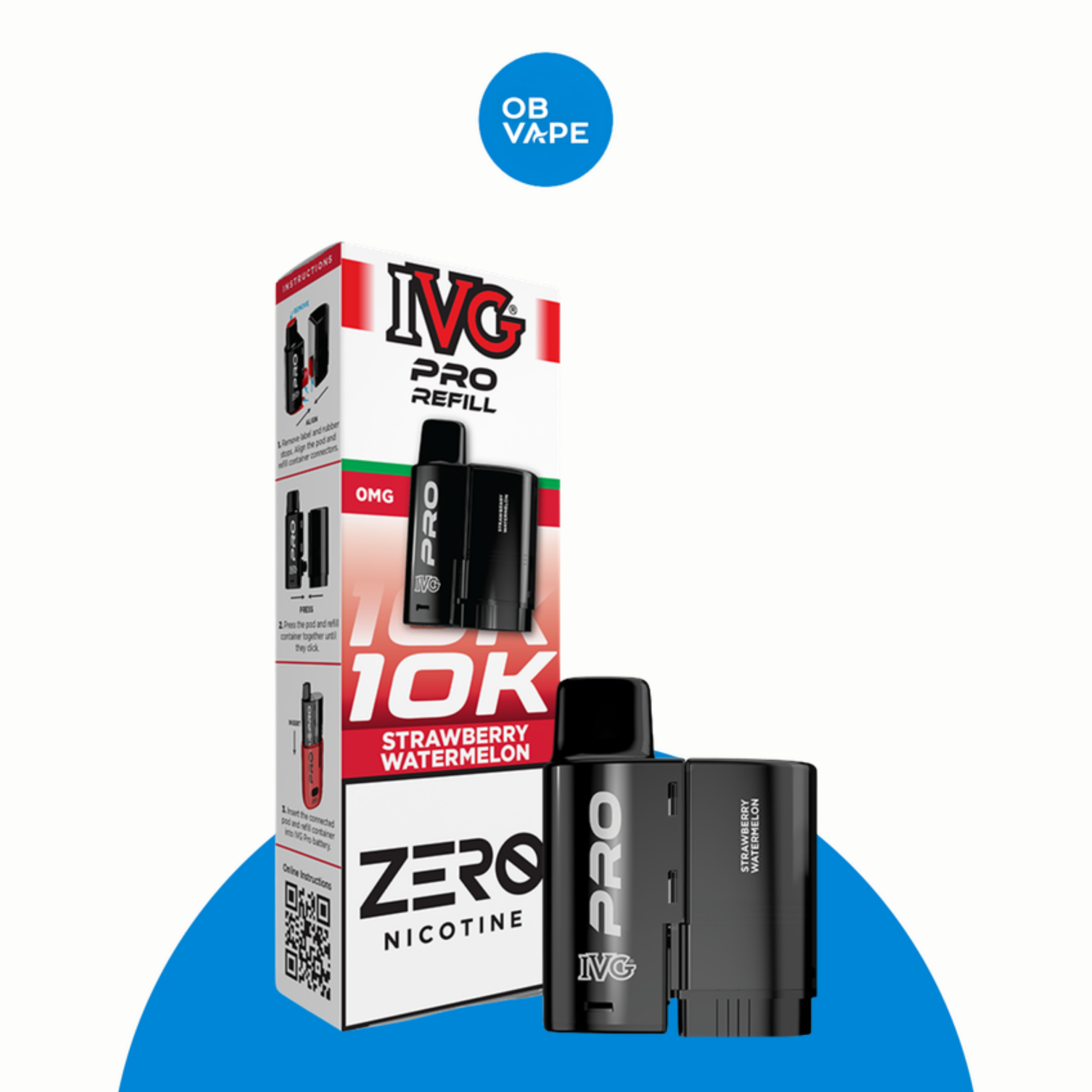 IVG Pro 10K 0mg nicotine free prefilled pod Strawberry Watermelon – OB Vape product image