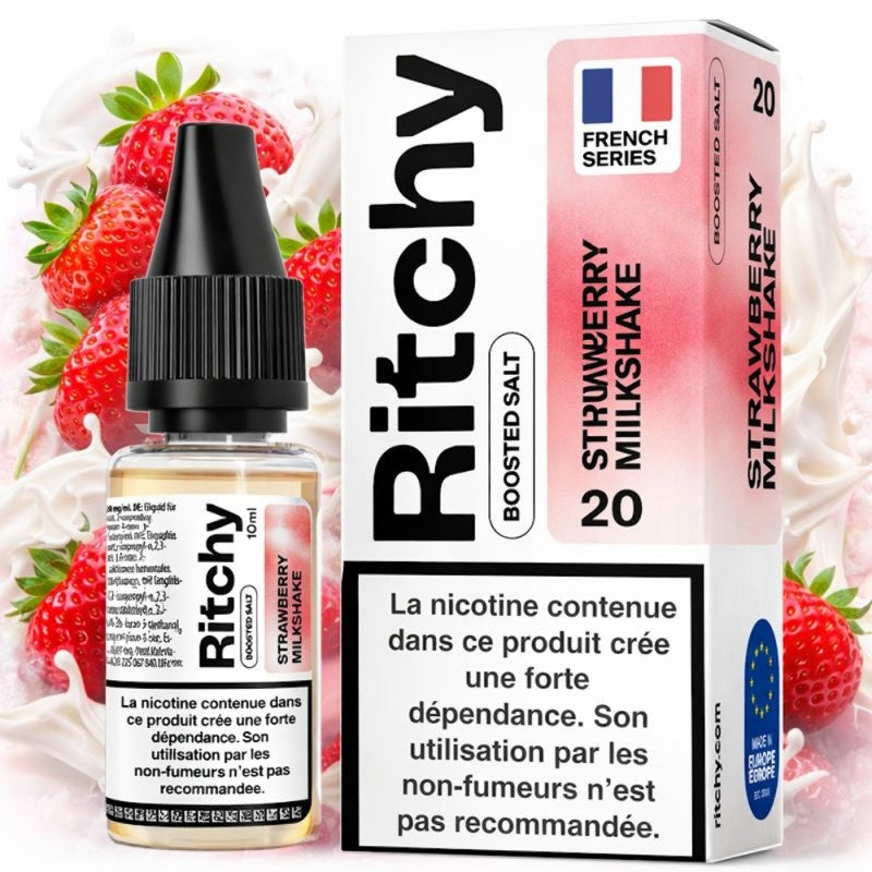 Ritchy Strawberry Milkshake nicotine salt 10ml in French-series packaging