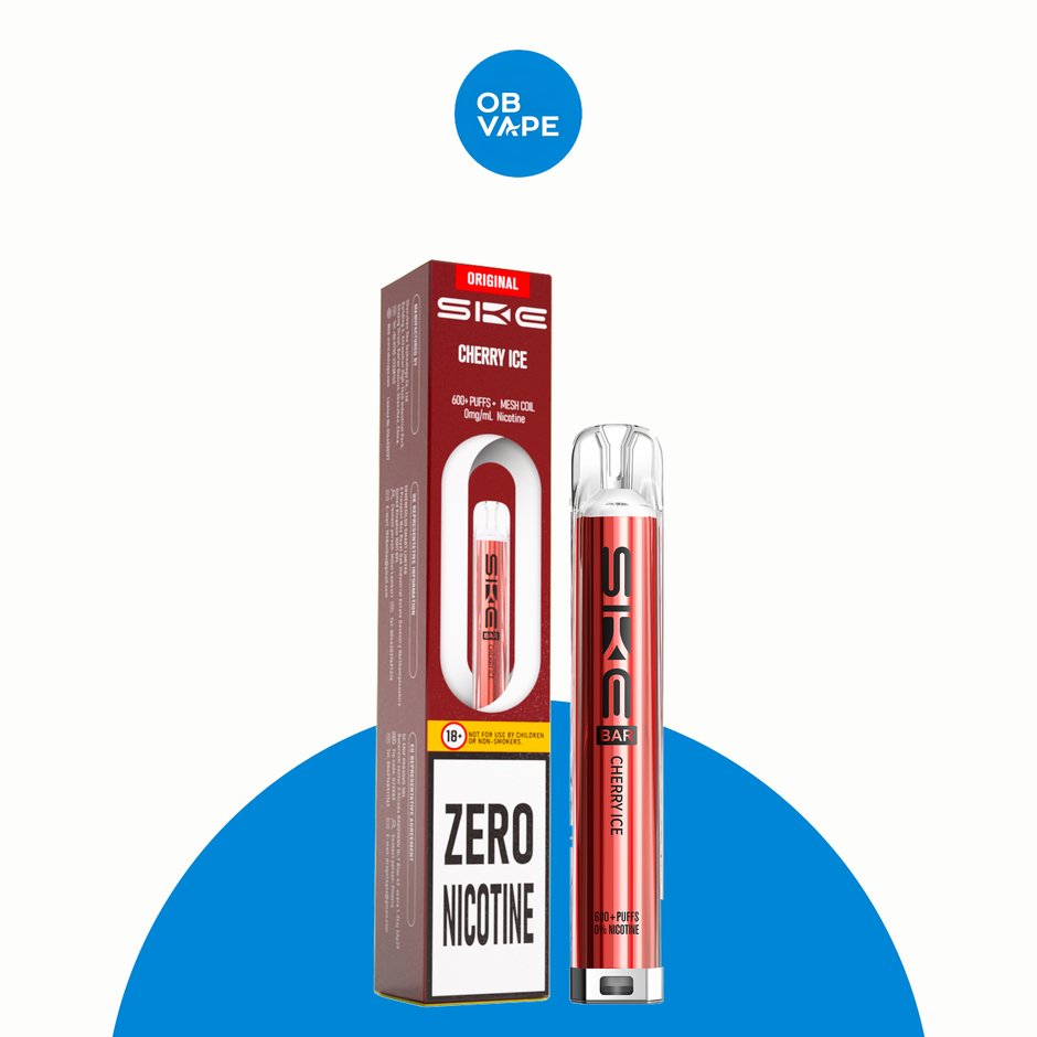 SKE Crystal Bar 600 Puff ZERO NICOTINE Disposable – Cherry Ice official product image | OB Vape