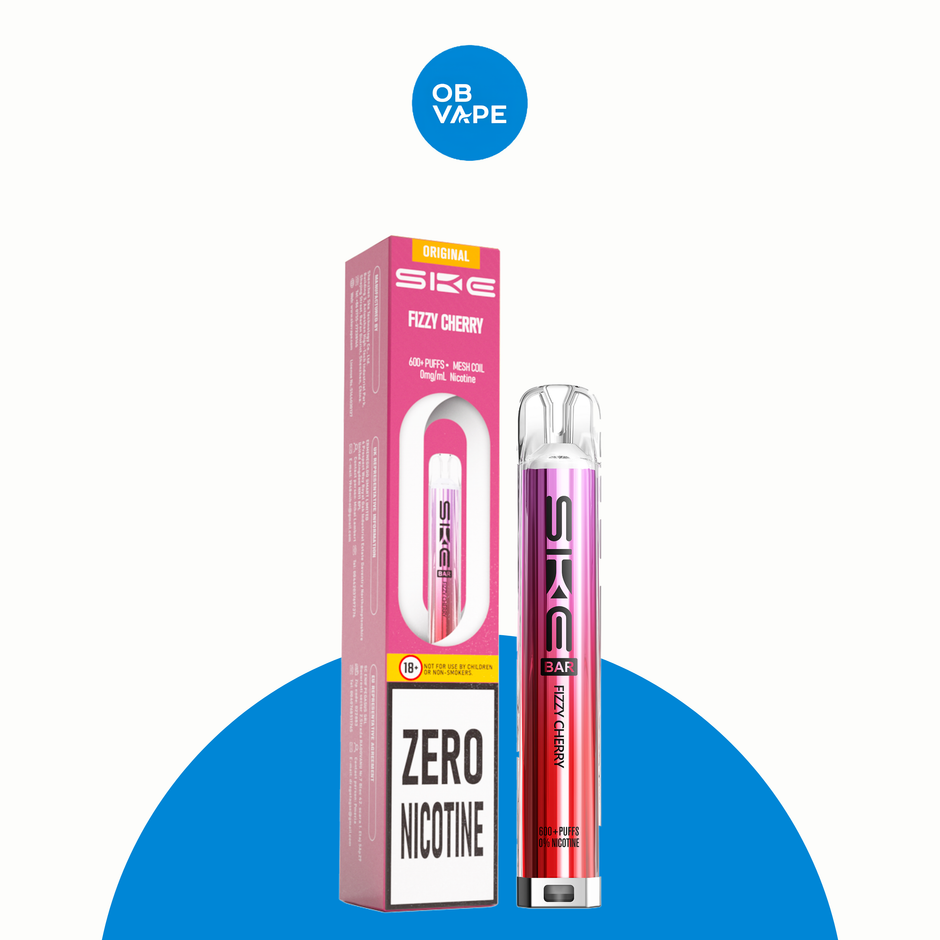 SKE Crystal Bar 600 Puff ZERO NICOTINE Disposable – Fizzy Cherry official product image | OB Vape