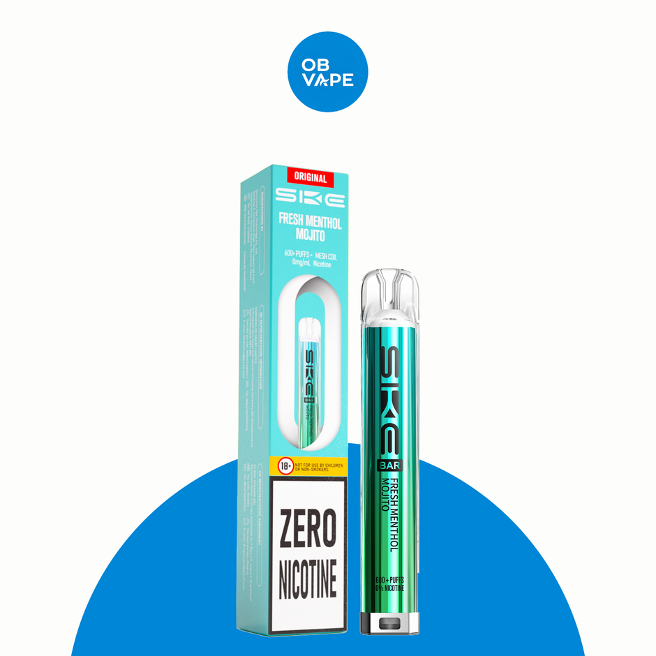 SKE Crystal Bar 600 Puff ZERO NICOTINE Disposable – Fresh Menthol Mojito official product image | OB Vape