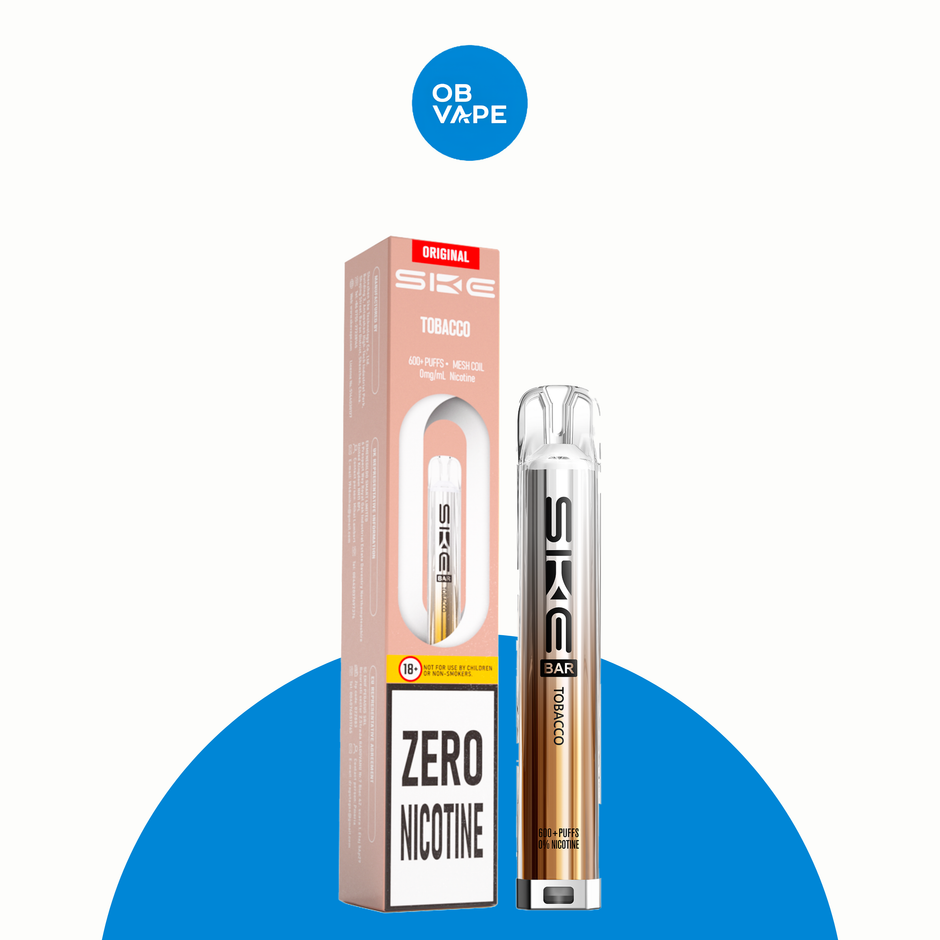 SKE Crystal Bar 600 Puff ZERO NICOTINE Disposable – Tobacco official product image | OB Vape