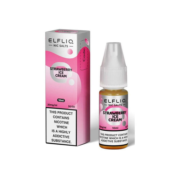 Strawberry Ice Cream - Elfliq Elf Bar Salt 10ml - OB Vape Shop Ireland | Free Next Day Delivery Over €50 | OB Vape Ireland's Premier Vape Shop | OB Bar Disposable Vape