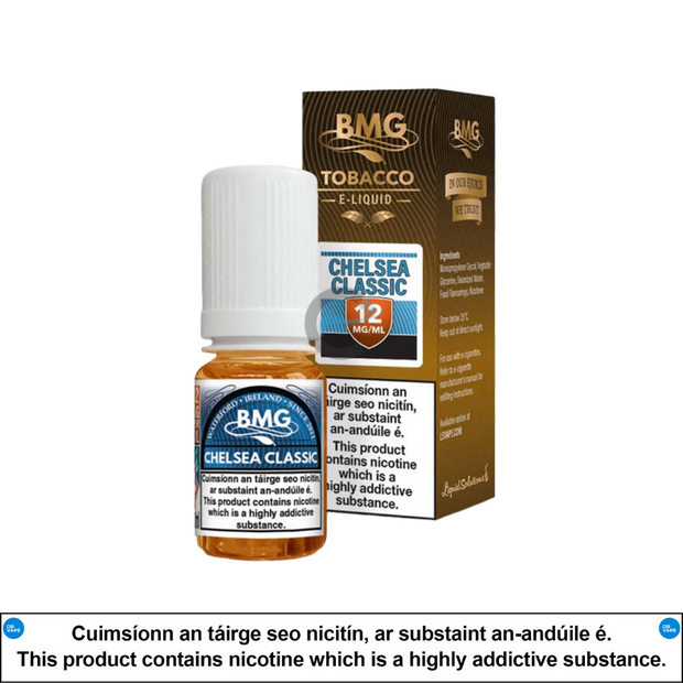 BMG Tobacco - Chelsea Classic 10ml - OB Vape Shop Ireland | Free Next Day Delivery Over €50 | OB Vape Ireland's Premier Vape Shop | OB Bar Disposable Vape