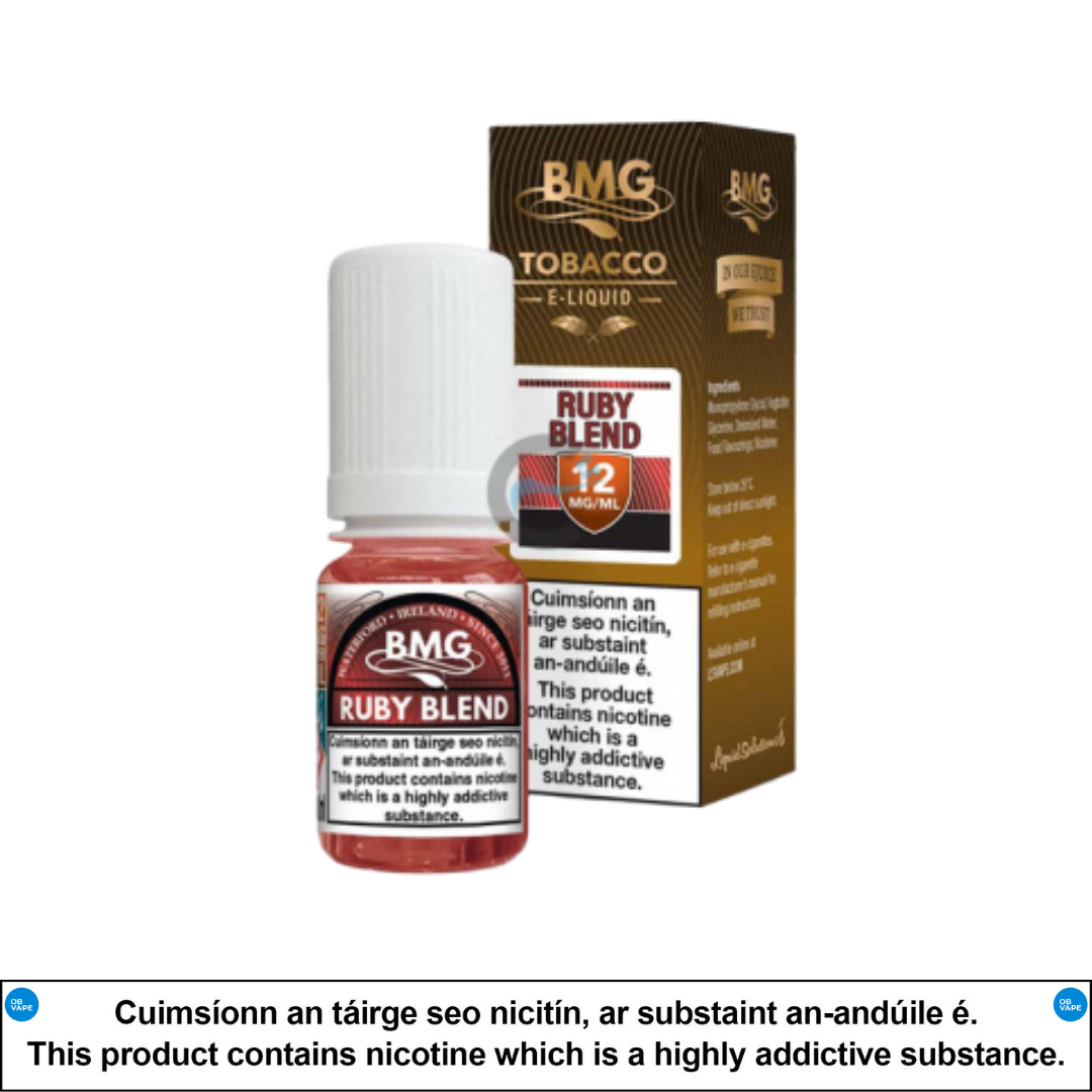 BMG Tobacco - Ruby Blend 10ml - OB Vape Shop Ireland | Free Next Day Delivery Over €50 | OB Vape Ireland's Premier Vape Shop | OB Bar Disposable Vape