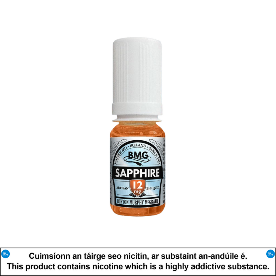 BMG Tobacco - Sapphire 10ml - OB Vape Shop Ireland | Free Next Day Delivery Over €50 | OB Vape Ireland's Premier Vape Shop | OB Bar Disposable Vape