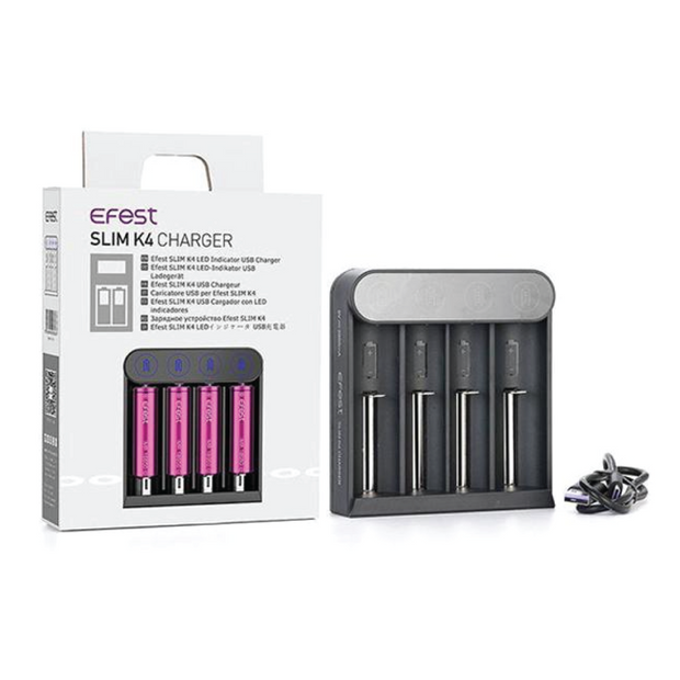 Efest Slim K4 Battery Charger - OB Vape Shop Ireland | Free Next Day Delivery Over €50 | OB Vape Ireland's Premier Vape Shop | OB Bar Disposable Vape