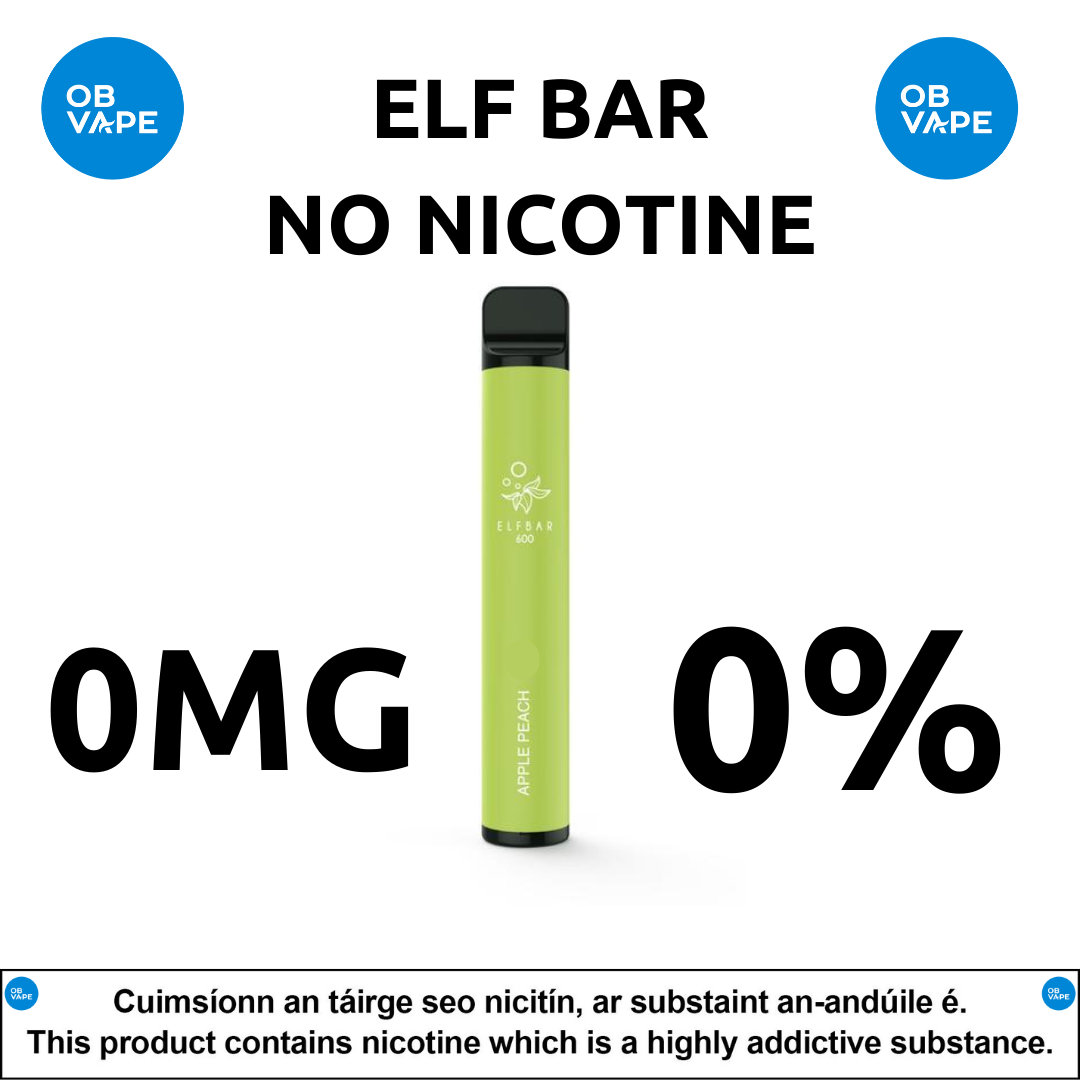 Elf Bar 0% ZERO Nicotine - Disposable Pod Vape (600 Puffs) - OB Vape Shop Ireland | Free Next Day Delivery Over €50 | OB Vape Ireland's Premier Vape Shop | OB Bar Disposable Vape