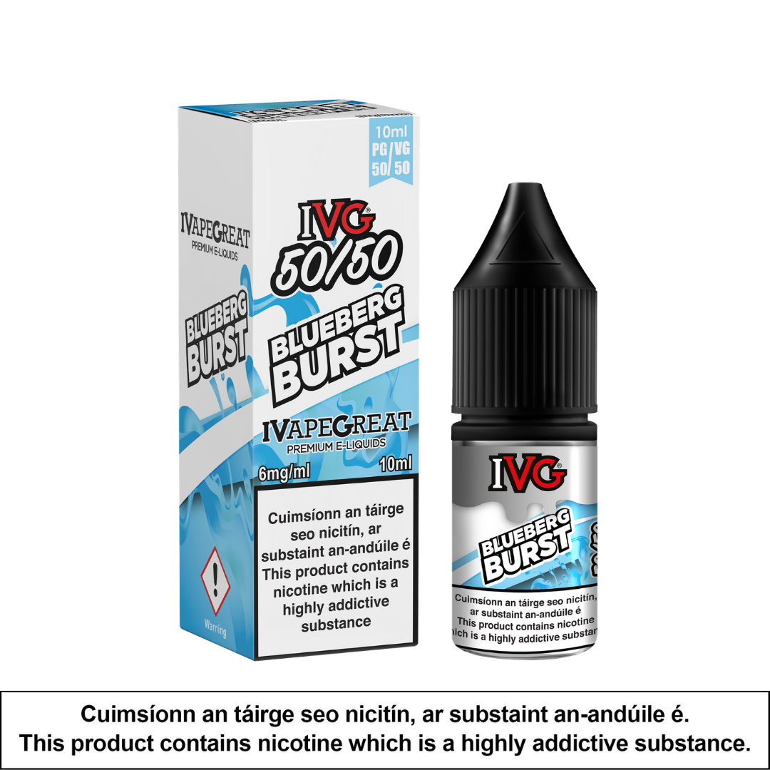 IVG 50/50 - Blueberg Burst 10ml - OB Vape Shop Ireland | Free Next Day Delivery Over €50 | OB Vape Ireland's Premier Vape Shop | OB Bar Disposable Vape