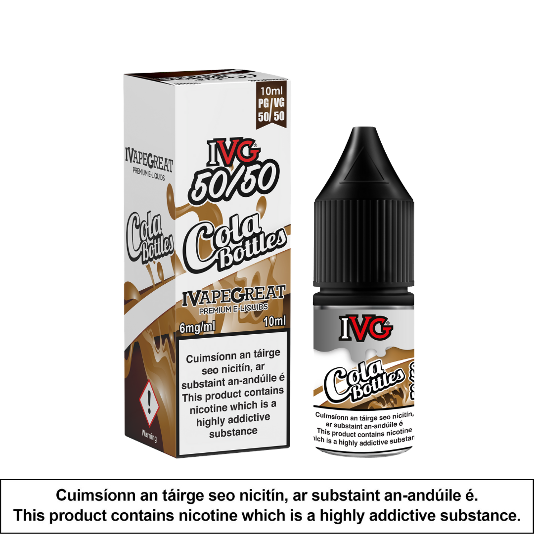 IVG 50/50 - Cola Bottles 10ml - OB Vape Shop Ireland | Free Next Day Delivery Over €50 | OB Vape Ireland's Premier Vape Shop | OB Bar Disposable Vape