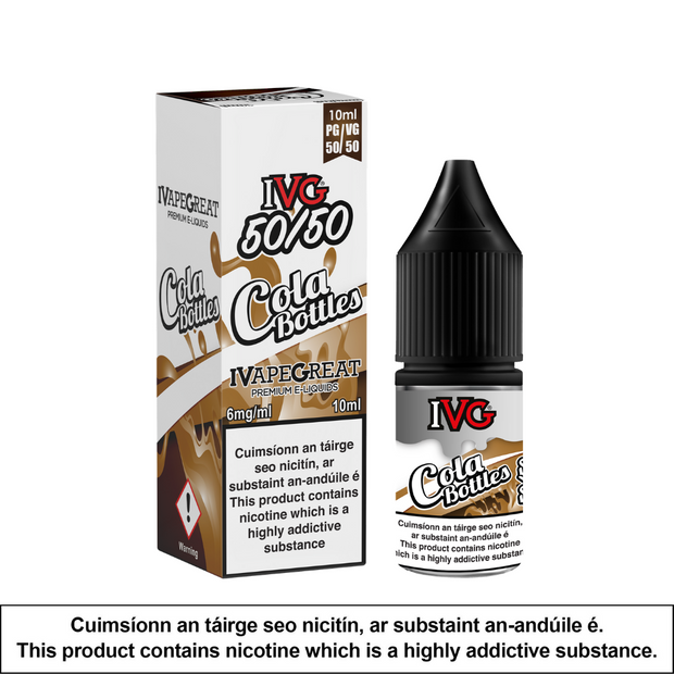 IVG 50/50 - Cola Bottles 10ml - OB Vape Shop Ireland | Free Next Day Delivery Over €50 | OB Vape Ireland's Premier Vape Shop | OB Bar Disposable Vape