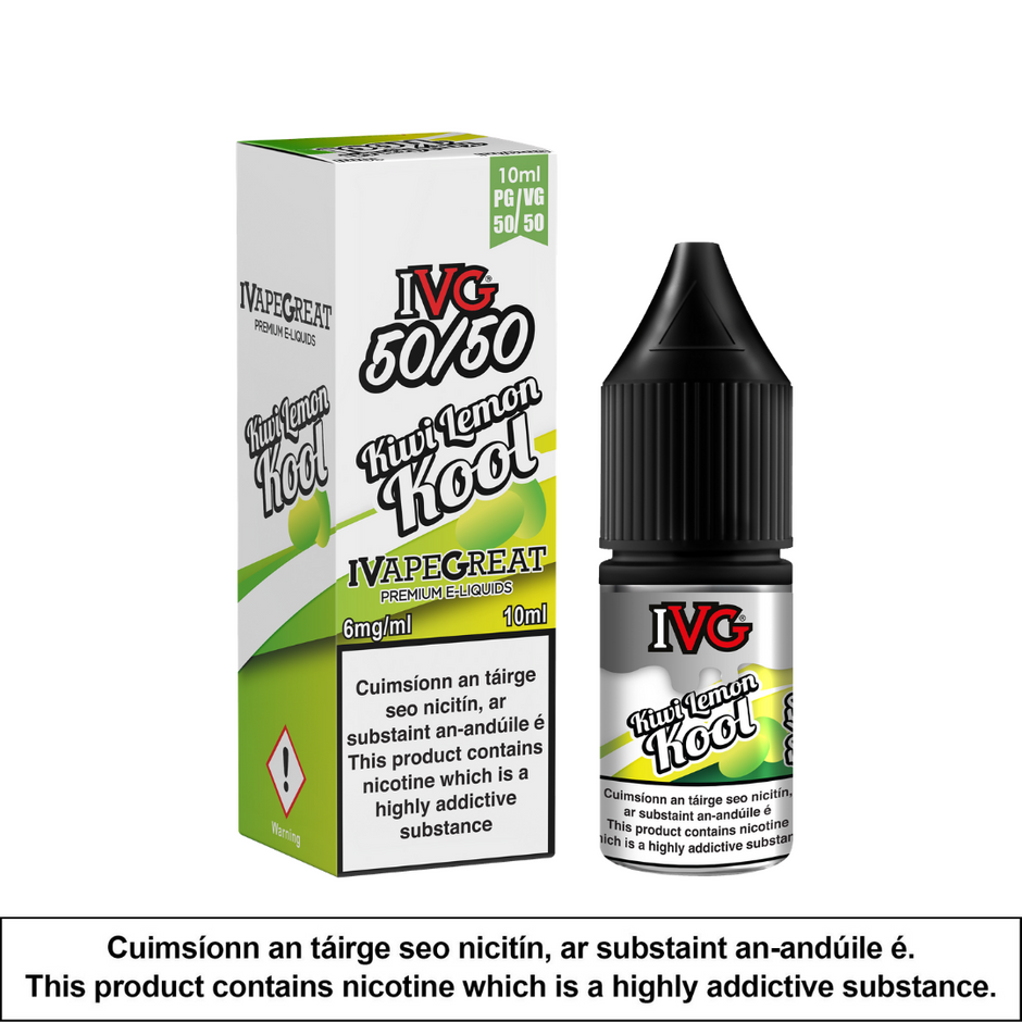 IVG 50/50 - Kiwi Lemon Kool  10ml - OB Vape Shop Ireland | Free Next Day Delivery Over €50 | OB Vape Ireland's Premier Vape Shop | OB Bar Disposable Vape