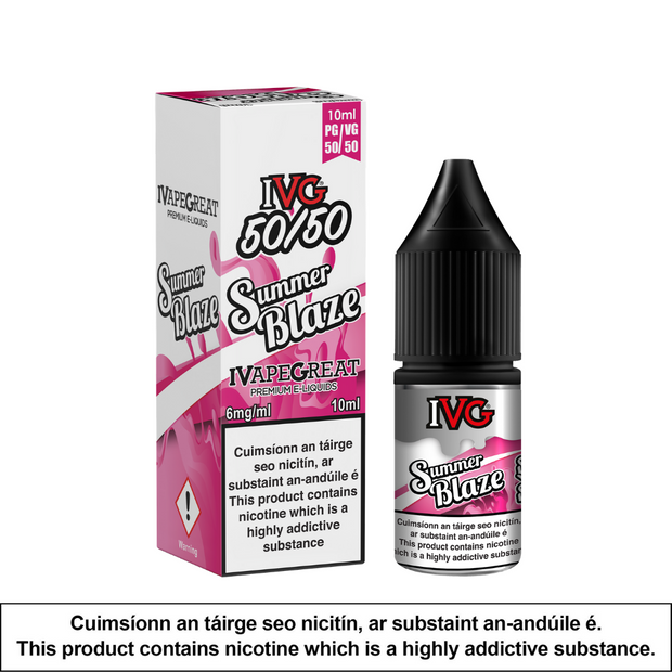 IVG 50/50 - Summer Blaze 10ml - OB Vape Shop Ireland | Free Next Day Delivery Over €50 | OB Vape Ireland's Premier Vape Shop | OB Bar Disposable Vape