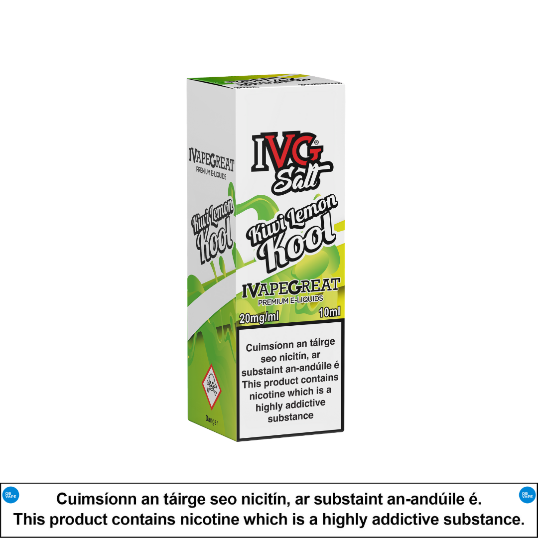 IVG Nic Salt - Kiwi Lemon Kool 10ml - OB Vape Shop Ireland | Free Next Day Delivery Over €50 | OB Vape Ireland's Premier Vape Shop | OB Bar Disposable Vape