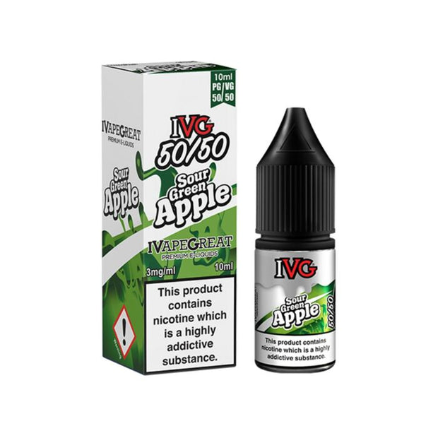 IVG 50/50 - Sour Green Apple 10ml - OB Vape Shop Ireland | Free Next Day Delivery Over €50 | OB Vape Ireland's Premier Vape Shop | OB Bar Disposable Vape