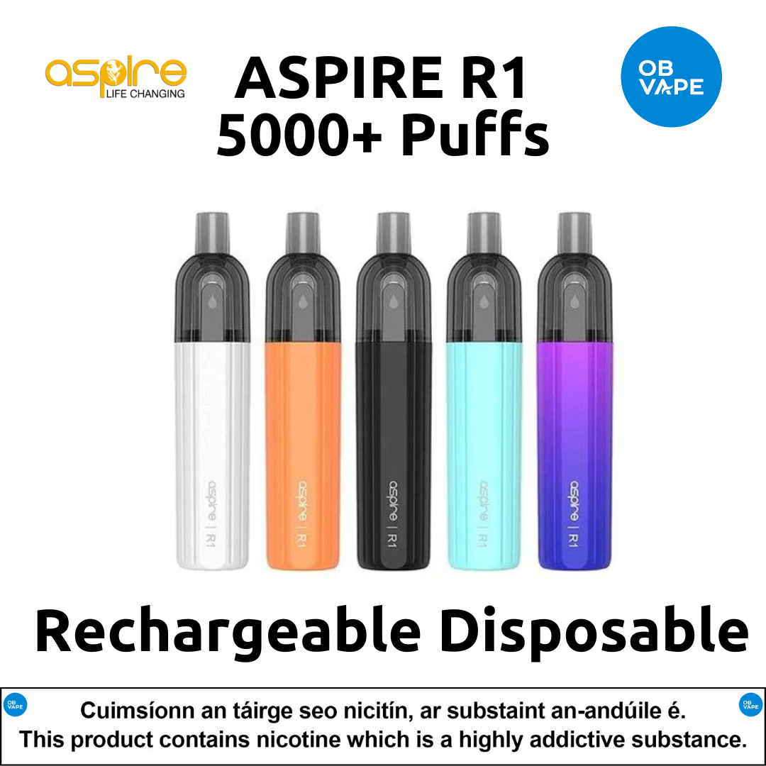 Aspire R1 Disposable Kit - OB Vape Shop Ireland | Free Next Day Delivery Over €50 | OB Vape Ireland's Premier Vape Shop | OB Bar Disposable Vape