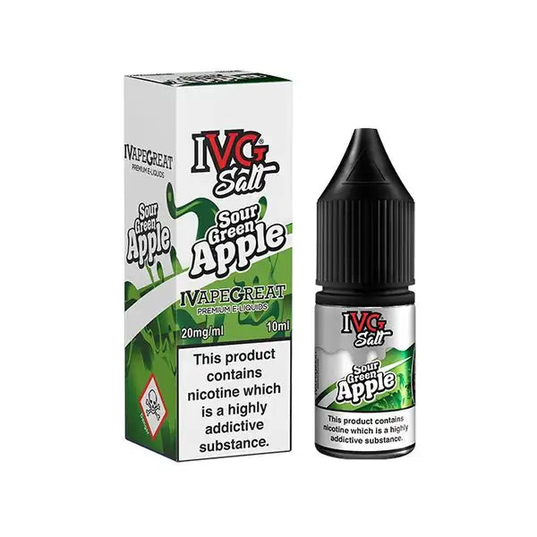 IVG Nic Salt - Sour Green Apple 10ml - OB Vape Shop Ireland | Free Next Day Delivery Over €50 | OB Vape Ireland's Premier Vape Shop | OB Bar Disposable Vape