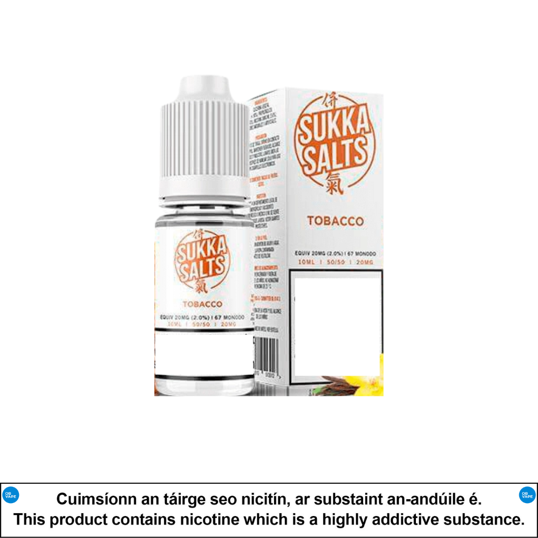 SUKKA Salts - Tobacco 10ml - OB Vape Shop Ireland | Free Next Day Delivery Over €50 | OB Vape Ireland's Premier Vape Shop | OB Bar Disposable Vape