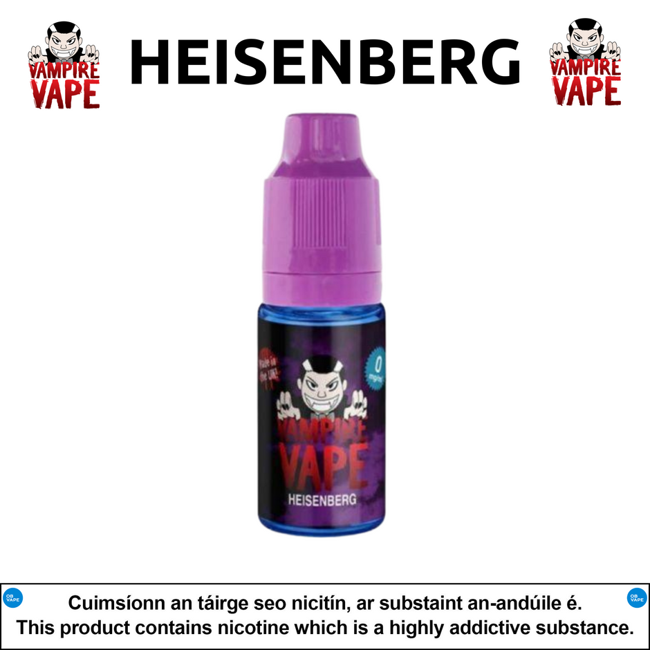 Vampire Vape - Heisenberg 10ml - OB Vape Shop Ireland | Free Next Day Delivery Over €50 | OB Vape Ireland's Premier Vape Shop | OB Bar Disposable Vape